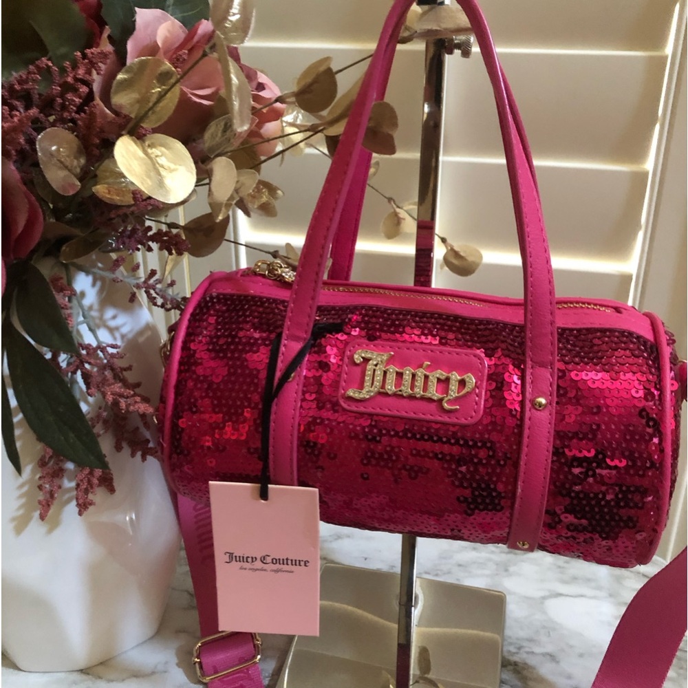 Juicy Couture NWT mini barrel pink Sequins bag